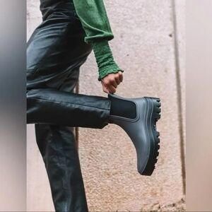 🆕 Eddie Bauer Hailey Black Chelsea Rain Boots Ankle Booties 🆕